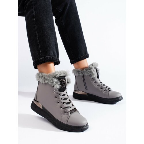SHELOVET grey insulated knotted ankle boots Cene