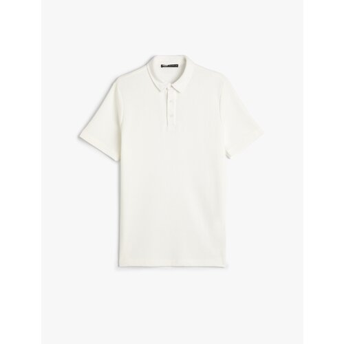 Koton Collared T-Shirt Button Detailed Short Sleeve Textured Slike