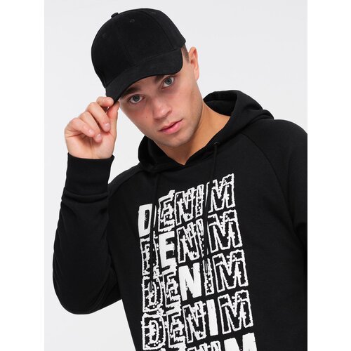 Ombre Men&amp;#039;s unlined kangaroo sweatshirt with hood and print - black Slike