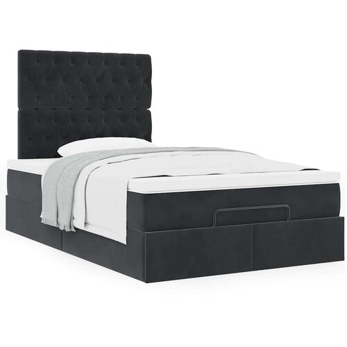 vidaXL Otomanski posteljni okvir z vzmetnicami črn 120x190cm žamet Cene