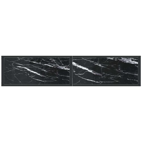 vidaXL Konzolna mizica črn marmor 160x35x75,5 cm kaljeno steklo Cene
