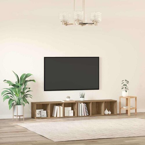  Set TV komoda Zidne 2 pcs Umjetnički hrast 37 x 35 x 107cm Slike