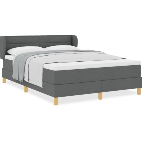vidaXL Box Spring Krevet s Madracem Tamno Siva 140x190 cm Tkanina Cijene