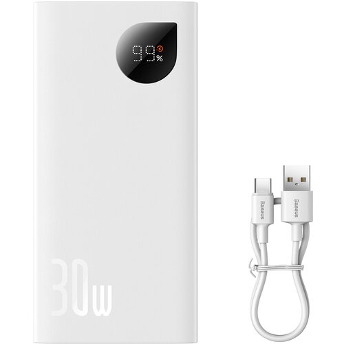 Baseus Adaman2 10000mAh power bank z digitalnim zaslonom 2x USB-A / 1x USB-C 30W bela, (21533834) Cene