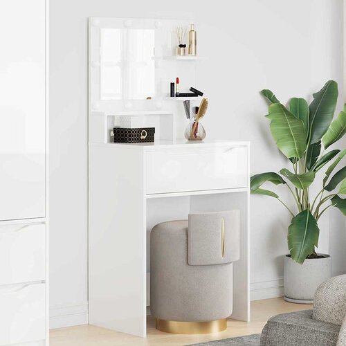 vidaXL Toaletne mize za spalnice Visok sijaj bela 80 x 39,6 x 135 cm Cene
