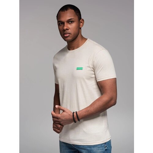 Ombre Men's cotton t-shirt with contrasting thread - white Cene