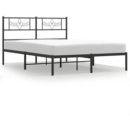 Maison Chic Kovinski Posteljni okvir - Dvoposteljna postelja - Zakonska postelja z vzglavjem črn 135x190 cm, (21692883) Slike