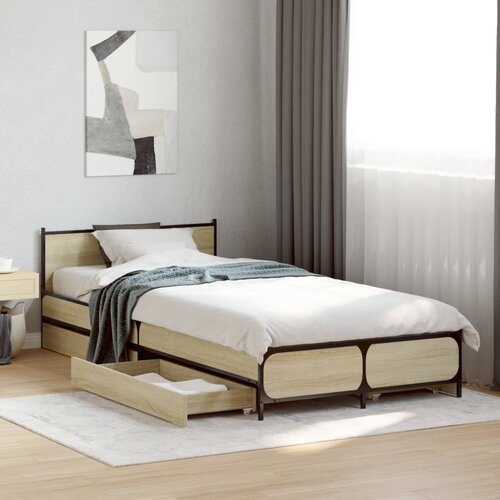Furnova Posteljni okvir s predali sonoma hrast 100x200cm inženirski les, (21934797) Slike