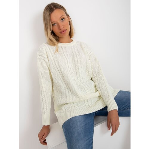 Fashion Hunters Ecru sweater with braids in a loose cut RUE PARIS Slike