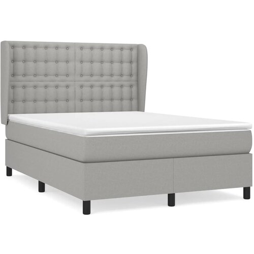 Maison Chic Box spring posteljni - Vzmetna postelja z vzmetnico svetlo siv 140x190 cm blago SL13562, (21905443) Cene