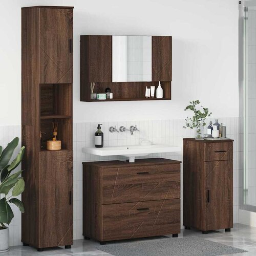 vidaXL Set namještaja za kupaonicu 4 pcs Smeđi hrast 30 x 35 x 192 cm Cene