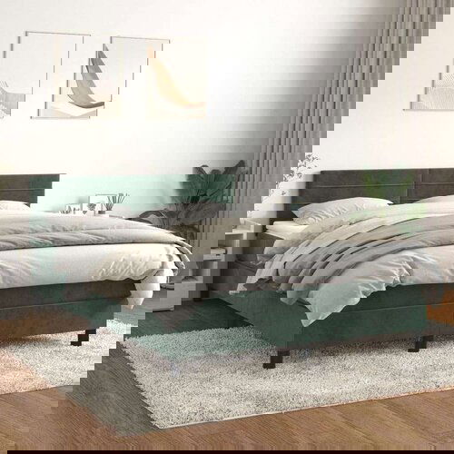  Krevet s oprugama i madracem tamnozeleni 140x200 cm bar&amp;scaron;unasti Slike