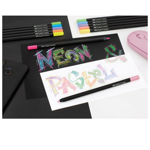  BOJE DRVENE 12BOJA TROKUTASTE BLACK EDITION NEON PLUS PASTEL FABER-CASTELL 116410 BLISTER Slike
