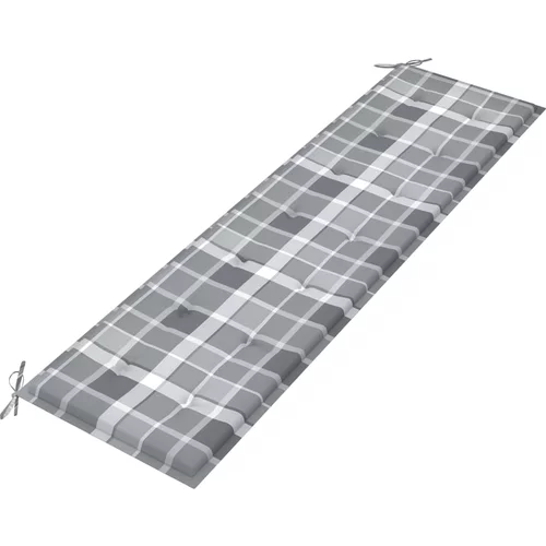 Jastuk za vrtnu klupu sivi karirani 180 x 50 x 4 cm od tkanine