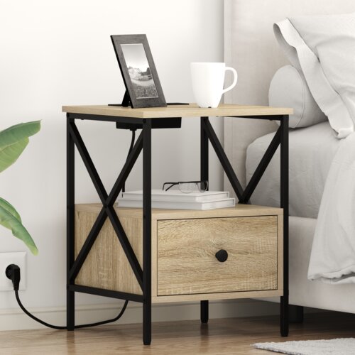 vidaXL Nočna omarica sonoma hrast 41.5 x 40.5 x 55 cm Konstruiran les Cene