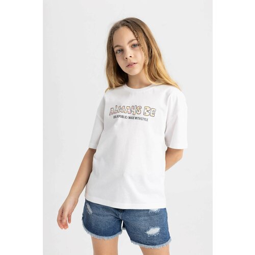 Defacto Girl Relax Fit Printed Short Sleeve T-Shirt Cene