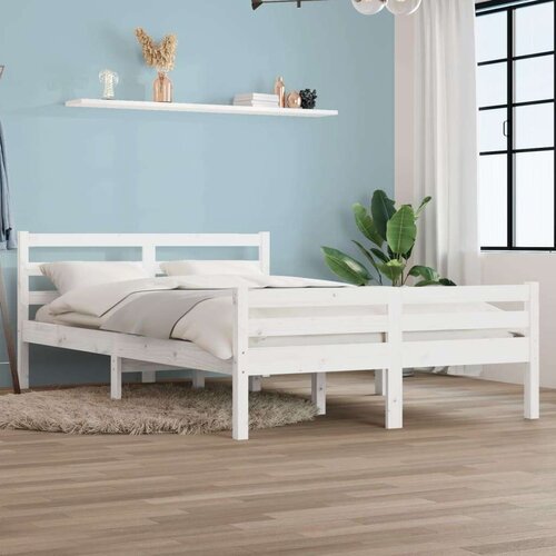  Posteljni okvir bel iz trdnega lesa 150x200 cm 5FT, (20684258) Slike