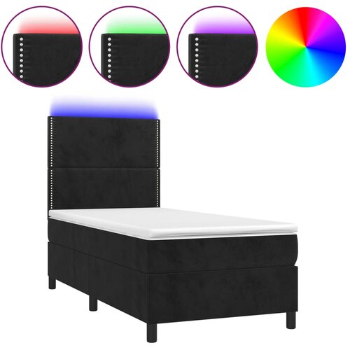 Maison Chic Box spring postelja - Vzmetna postelja z vzmetnico LED črna 100x200 cm žamet SL9116, (21904235) Cene