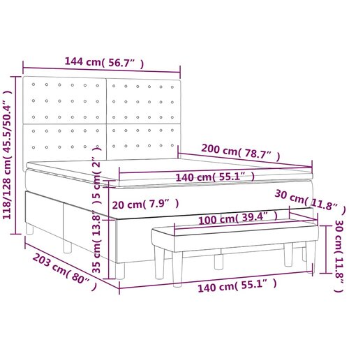  Krevet s oprugama i madracem crni 140x200 cm od tkanine Slike