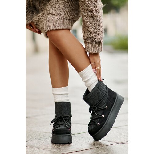 PM1 Snow Boots With Lacing On Platform Black Mavora Cene