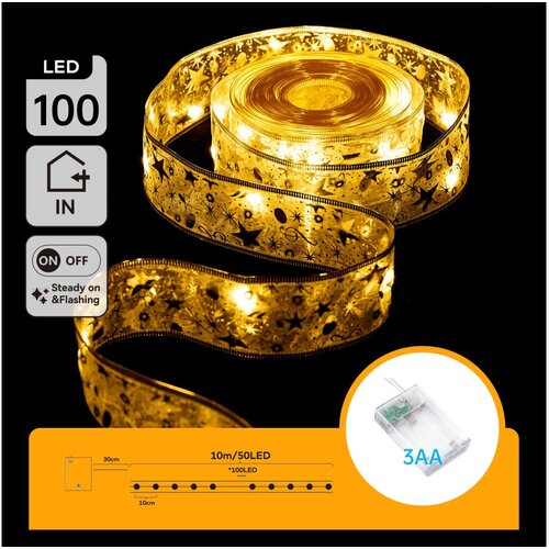 Aigostar LED lanac 100xLED/3xAA, 10 m, topla bela, zlatna Cene