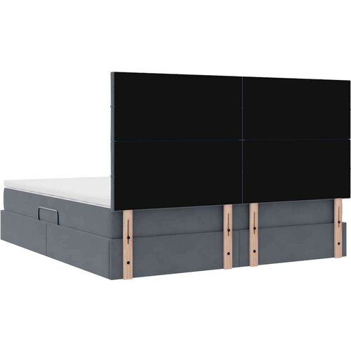  Krevet s prostorom za pohranu s LED-om Tamno siva 160 x 200 cm Slike