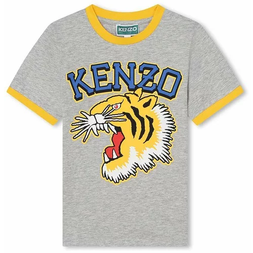 Kenzo Kids Otroška bombažna kratka majica siva barva