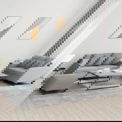 vidaXL Sedežna garnitura 3-delna z blazinami svetlo sivo blago Cene