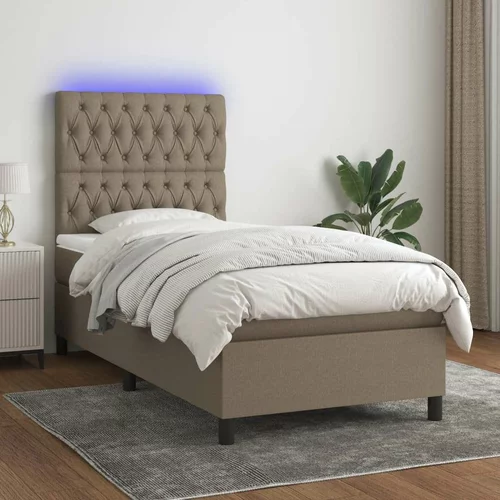  Box spring postelja z vzmetnico LED taupe 80x200 cm blago, (20899023)