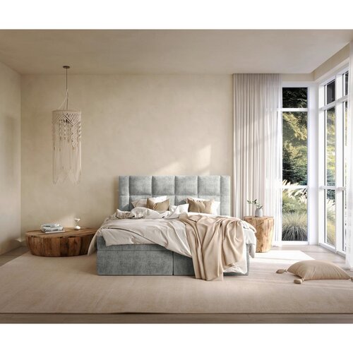 Boxxx POSTELJA Z VZMETNICO 160 cm x 200 cm , tekstil svetlo siva Slike