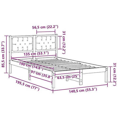 Okvir za krevet Tamno siva 135 x 190 cm tkanina Slike