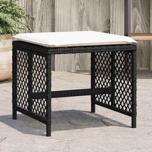  Vrtni taburei s jastucima 4 kom crni 41x41x36 cm od poliratana Crna Cijene