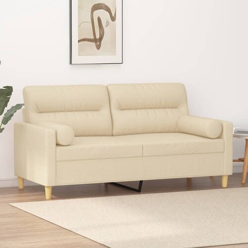  The Living Store Kavč dvosed z blazinami krem 140 cm blago - Kavč Dvosed, (21457505) Cene