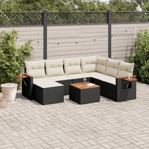  8-dijelni set vrtnih sofa od poliratana s jastucima crni Cijene