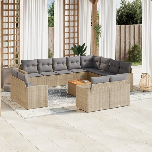 vidaXL 13-dijelni set vrtnih sofa s jastucima bež od poliratana Cene