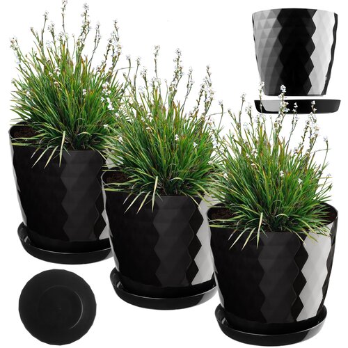 KADAX cvetlični lonec, sadilnik, pokrov, 25 cm, stojalo za rože, črna plastika, 3 kosi., (5000346629) Cene