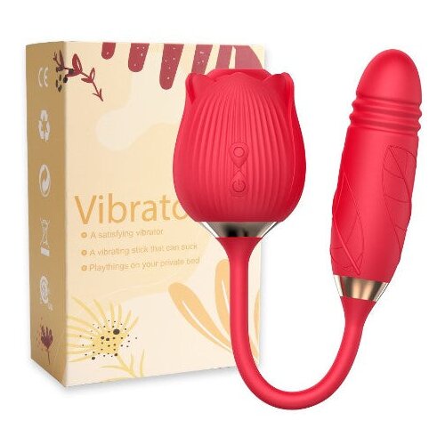 Sensation Luxe Ruža multifunkcionalni vibrator sa usisavanjem i penetrirajućim dodatkom Slike