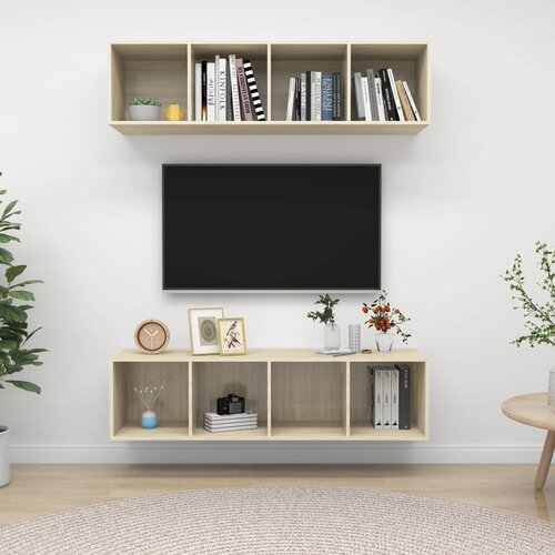 VidaXL Stenske TV omarice 2 kosa sonoma hrast iverna plo&amp;scaron;ča Slike
