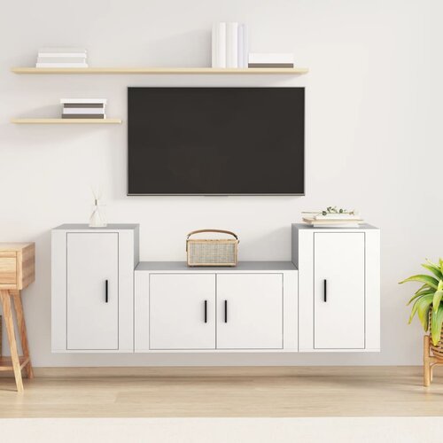 vidaXL Komplet TV omaric 3-delni bel inženirski les Cene