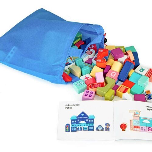 ECO TOYS edukativne drvene kocke city sa podlogom 88/1 Cene