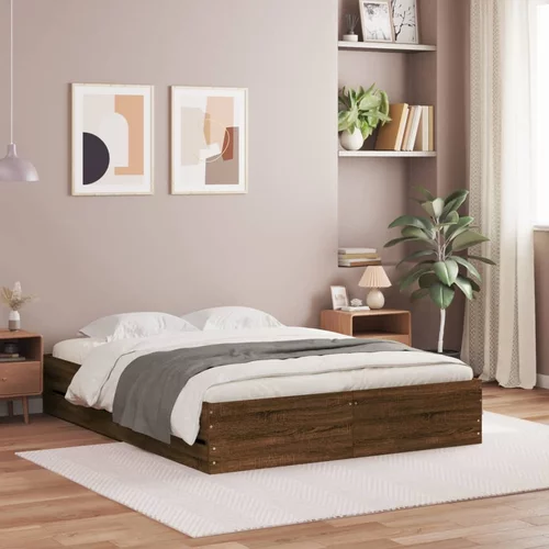  Okvir za krevet s ladicama smeđa boja hrasta 140x200 cm drveni