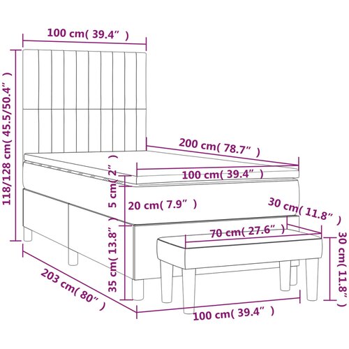 s oprugama i madracem plavi 100 x 200 cm od tkanine Slike