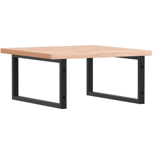  Zidna polica za umivaonik od čelika i masivne bukovine Smeđa 60 x 60 x 2.5 cm Slike