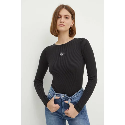 Calvin Klein Jeans Majica z dolgimi rokavi ženska, črna barva, J20J223611