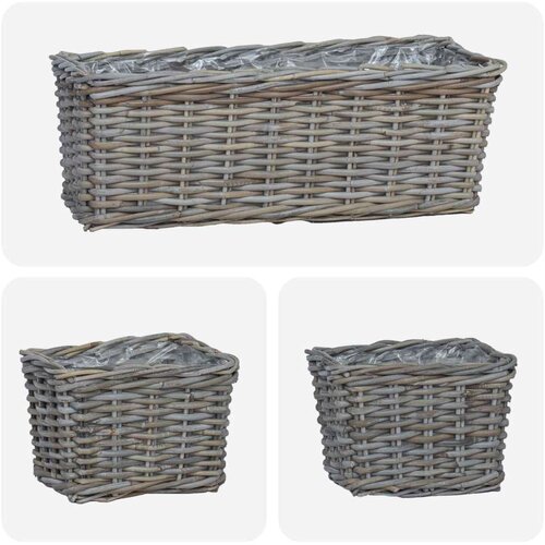  Saksija ko&amp;scaron;arica s pohranom 3 pcs Siva Kubu Ratan - Siva Slike