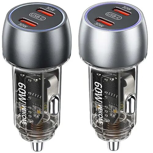 WEKOME WP-C54 punjač za auto sa 2-porta 3.1 tip c 60W, sivi Slike