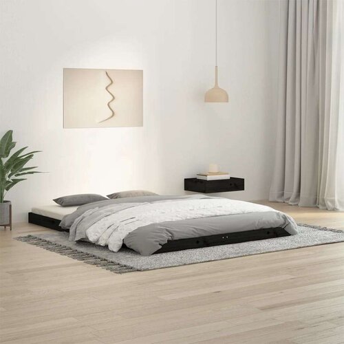  Za krevet od masivnog drva crni 135x190 cm 4FT6 bračni Slike