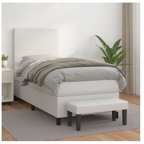  Box spring postelja z vzmetnico bel 90x190 cm umetno usnje Cene