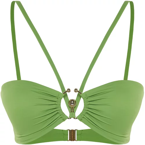Trendyol Green Strapless Accessorized Bikini Top