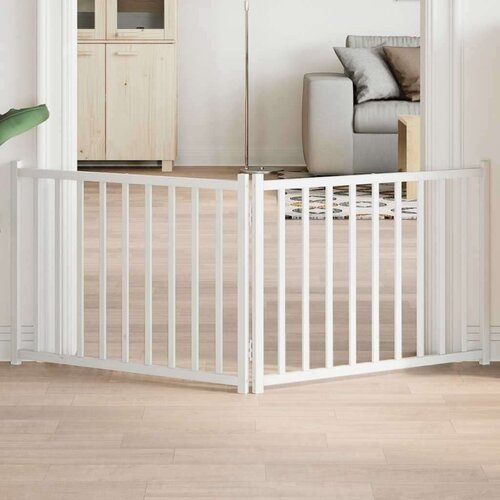 vidaXL Vrata za pse zložljiva 2 panela bela 160 cm trden les jelke Cene